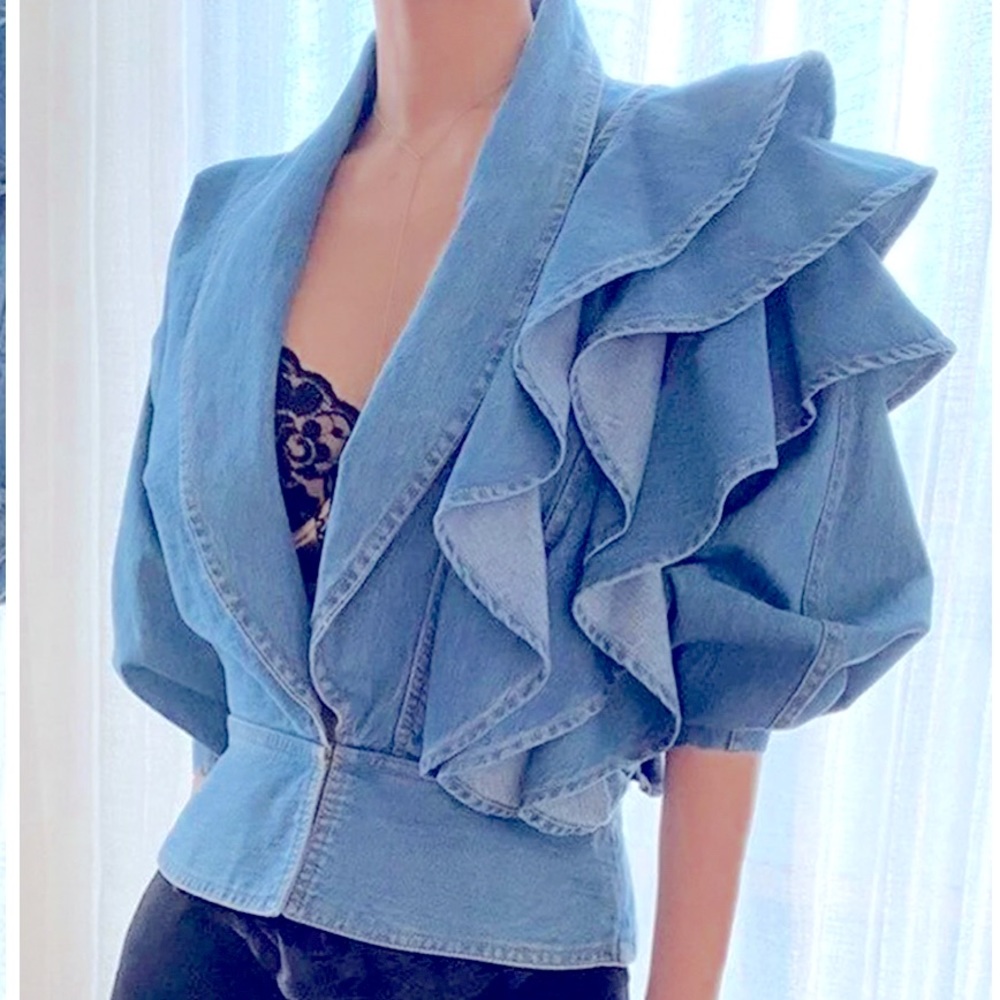 Ruffled denim jacket!